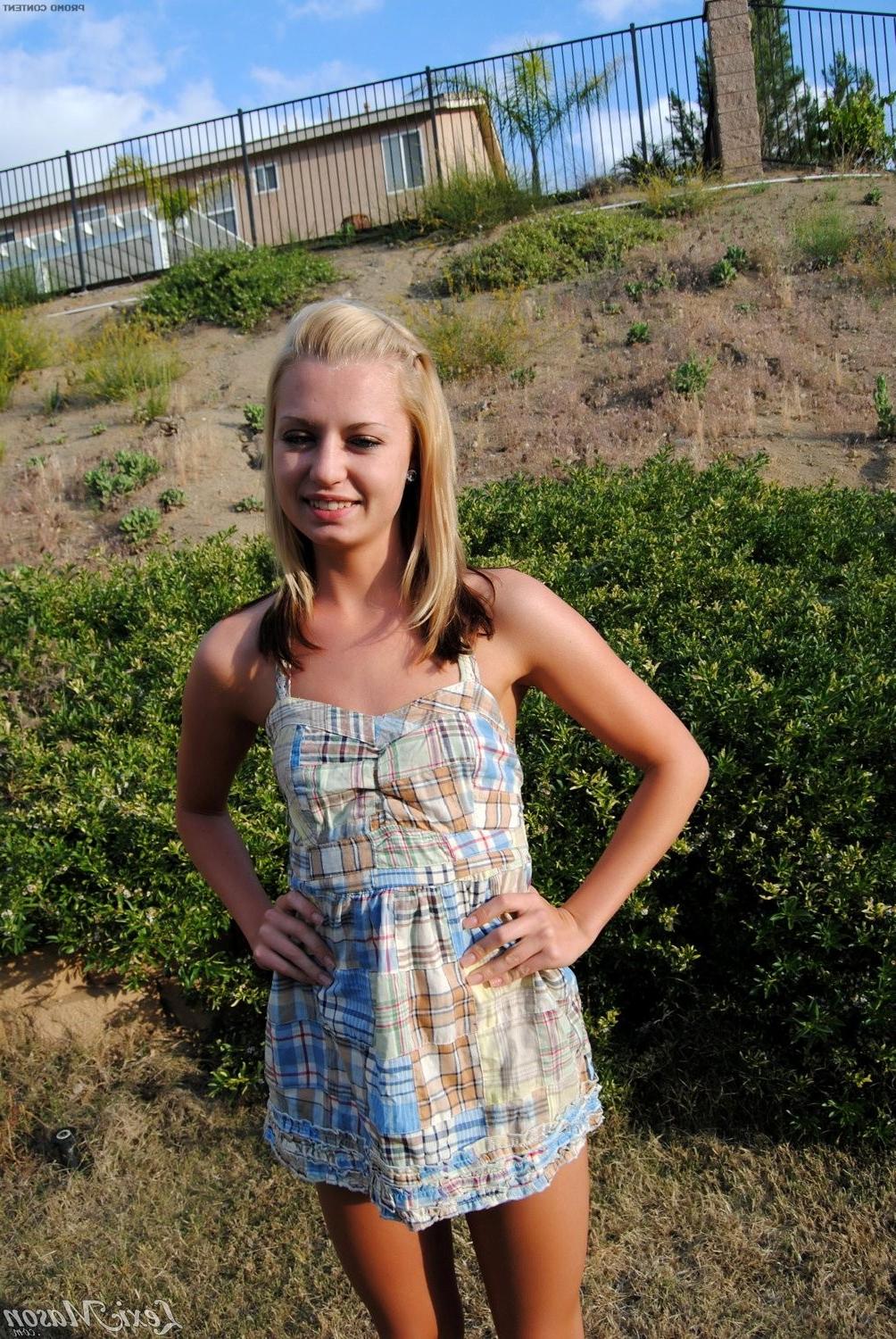 15P Slim blonde teen with tiny tits