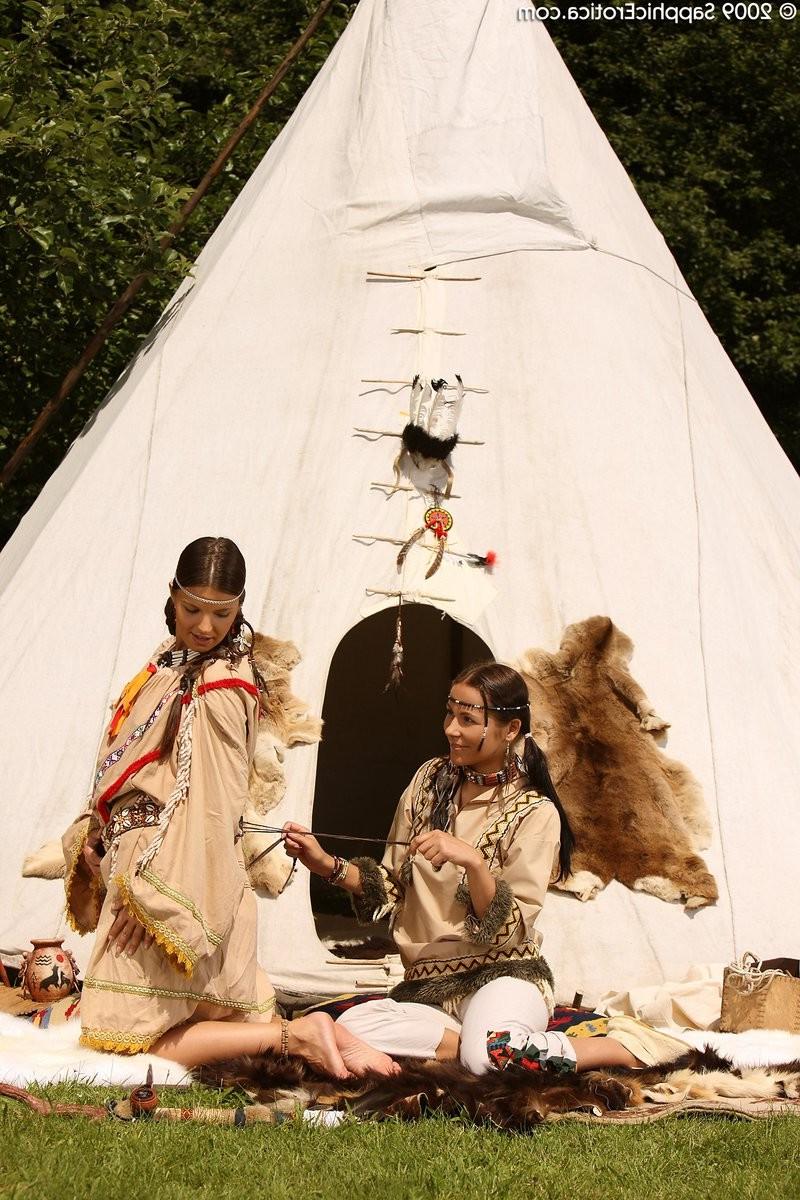 16P Native american cuties lap butts and finger pussies by tipi