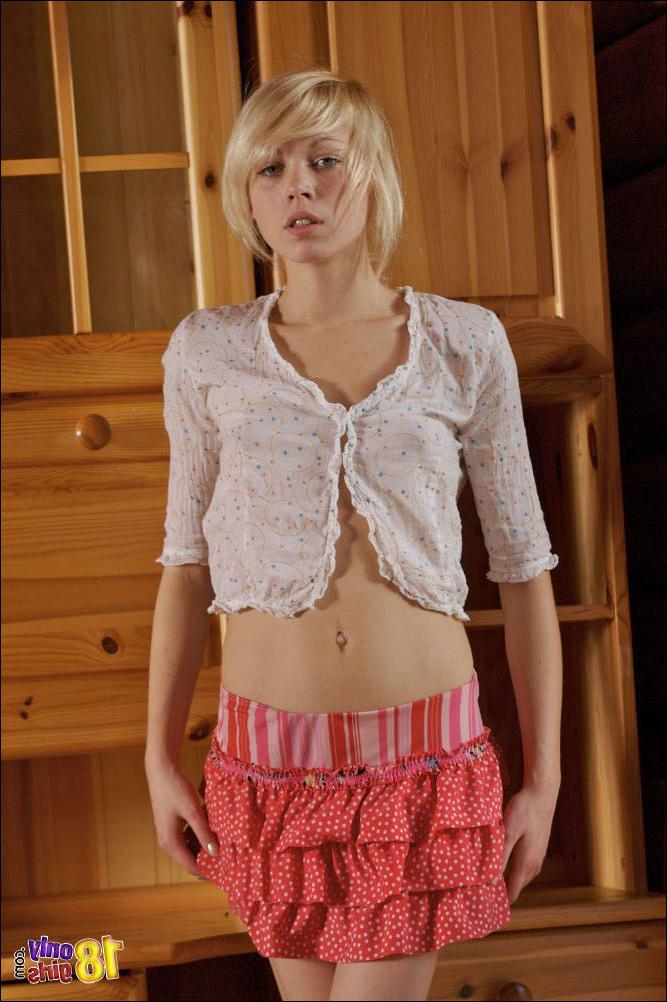 15P A cute petite blonde tiny tits teenies nude pussy