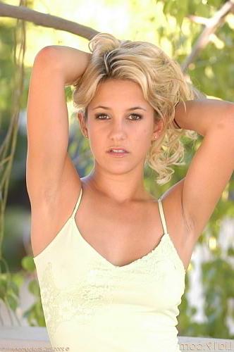 25P Blonde nightgown strip perky nipples