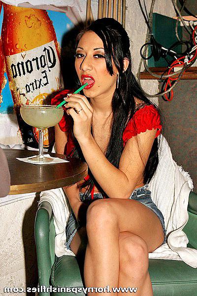 16P Horny Spanish girl in red takes a hardcore reverse cow girl fucking