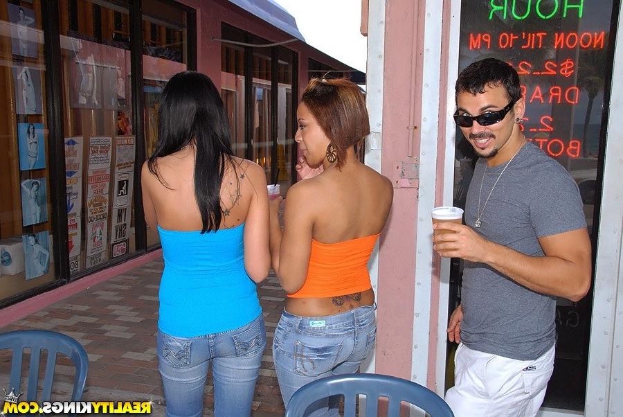 14P Two hot babes with huge natural tits fuck one dude each chick have thick as body