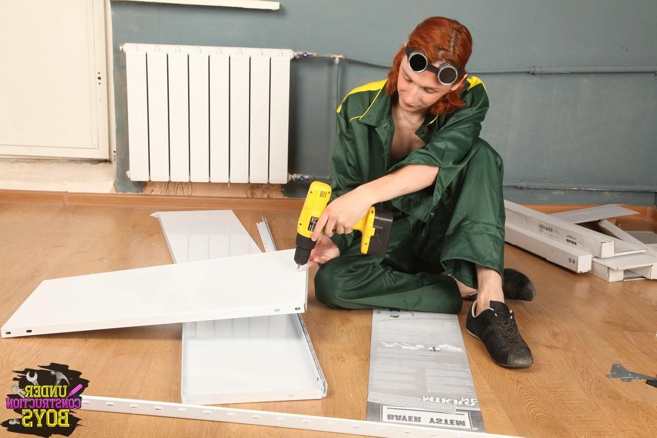 12P Redhead twink has his throat fucked hard by a construction boy