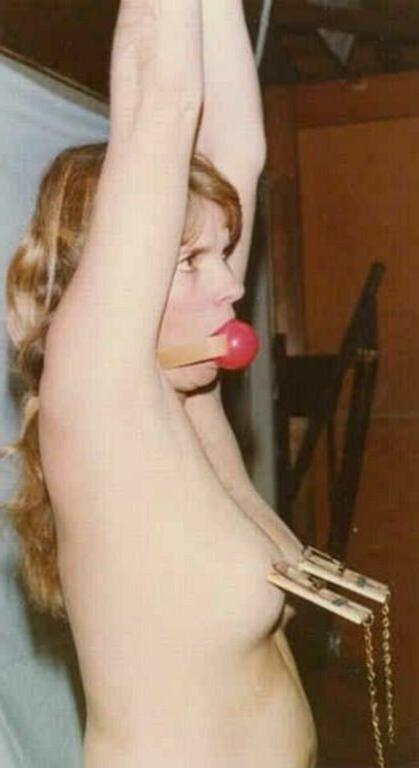 15P Retro bdsm of blonde milf in nipple stretching and tit torture