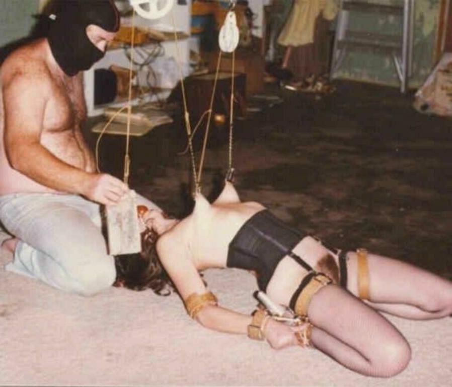 15P Retro bdsm of blonde milf in nipple stretching and tit torture