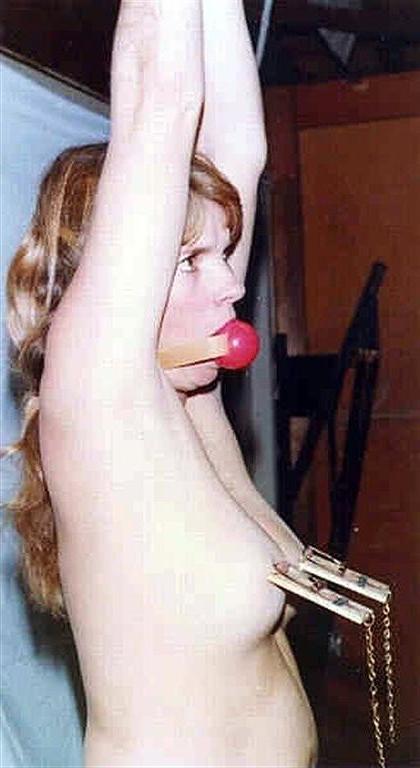 15P Retro bdsm of blonde milf in nipple stretching and tit torture