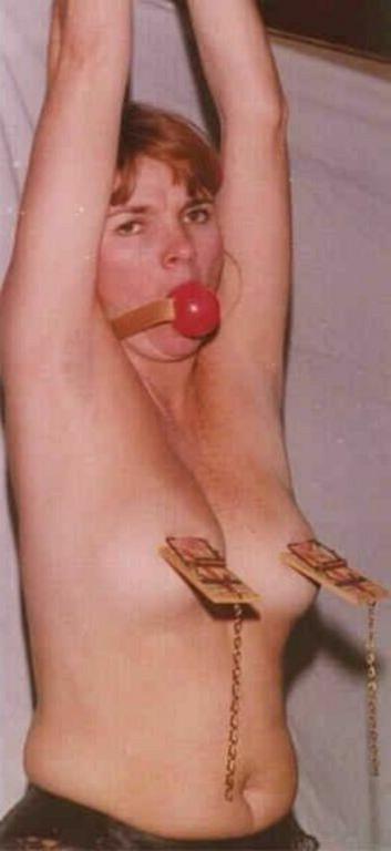 15P Retro bdsm of blonde milf in nipple stretching and tit torture