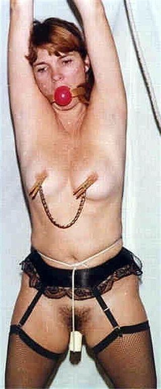 15P Retro bdsm of blonde milf in nipple stretching and tit torture