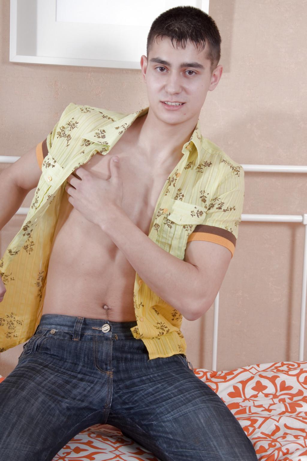 16P Horny boy playing with a toy in the ass