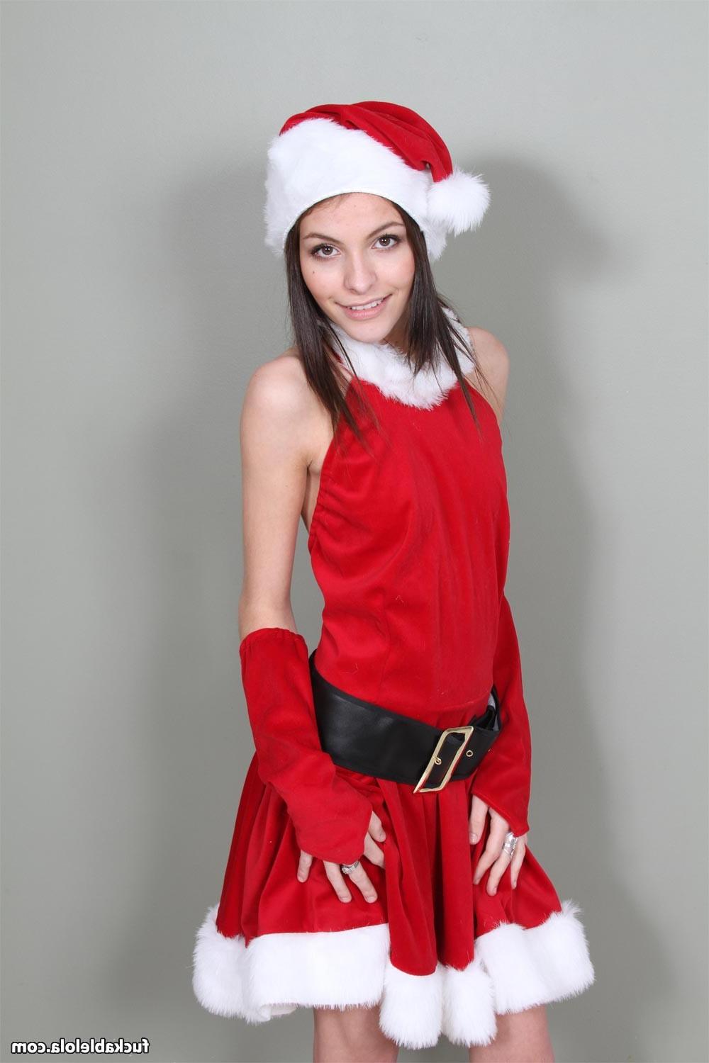 16P Skinny teen with small boobs santa costume