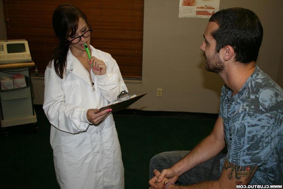 12P Sexy nurse Jenna Jaded whips on her latex gloves and strokes a large dick