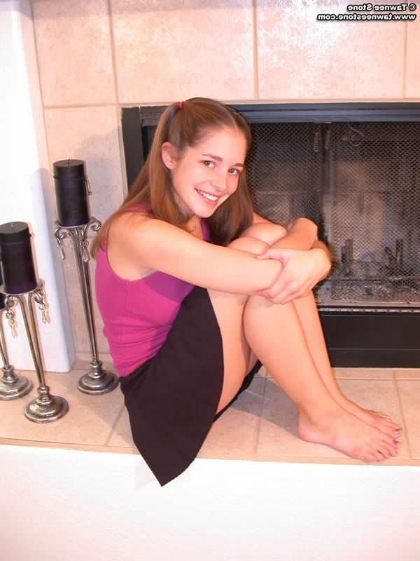 16P Brunette teen with perky tits gets naked