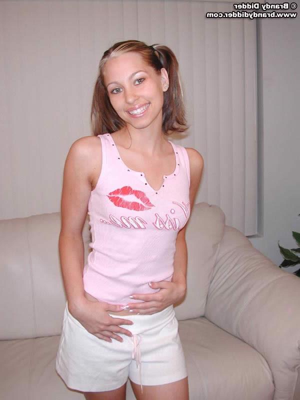 16P Pretty in pink teen shows off her perky tits
