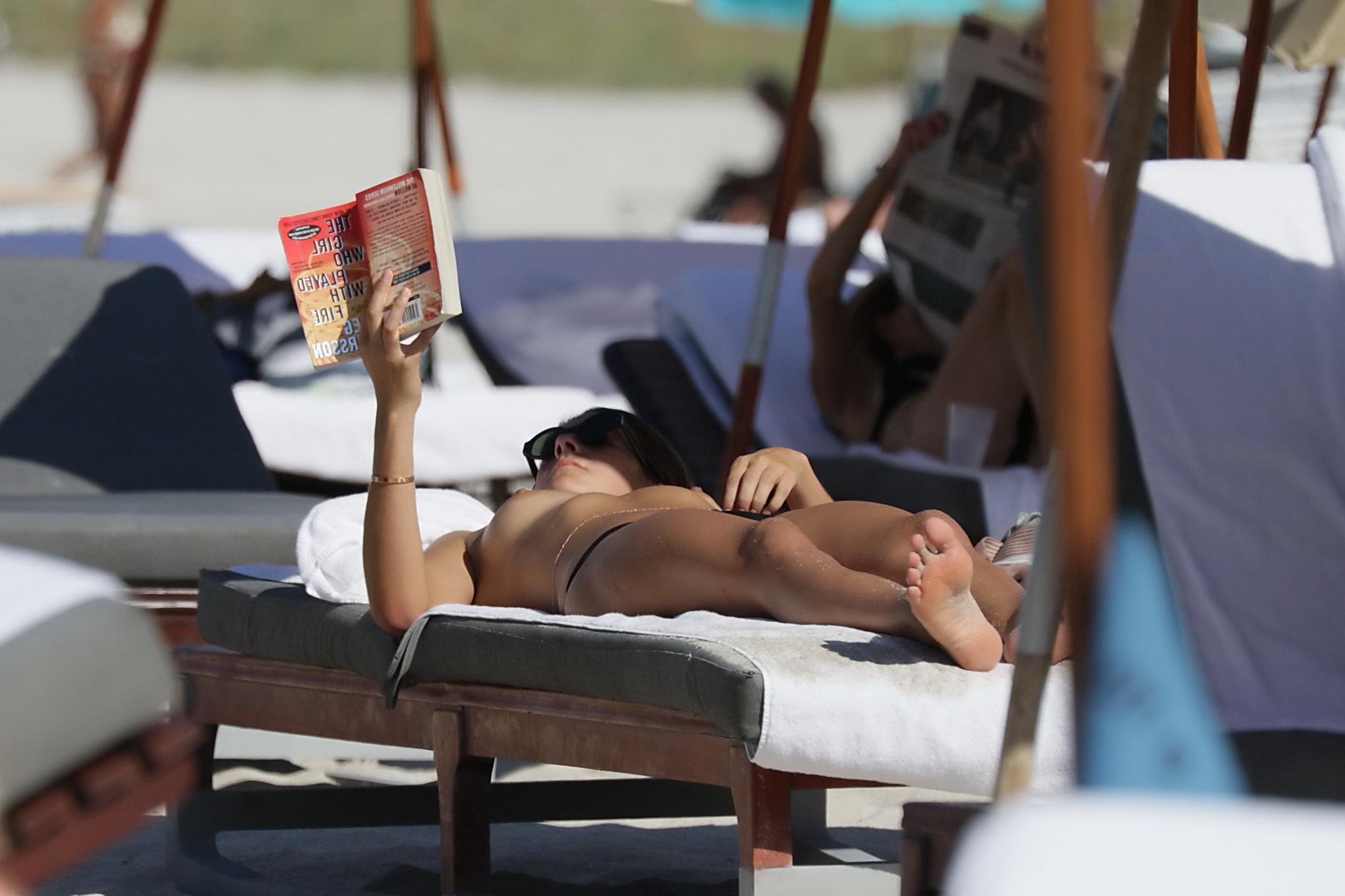16P Lucy Aragon caught topless at the beach in Miami