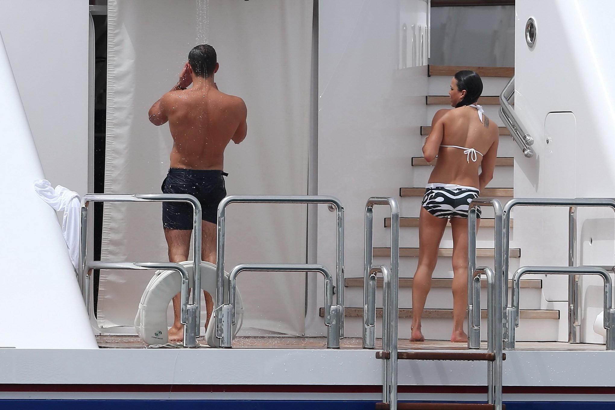 16P Michelle Rodriguez wearing a monochrome bikini in Spain