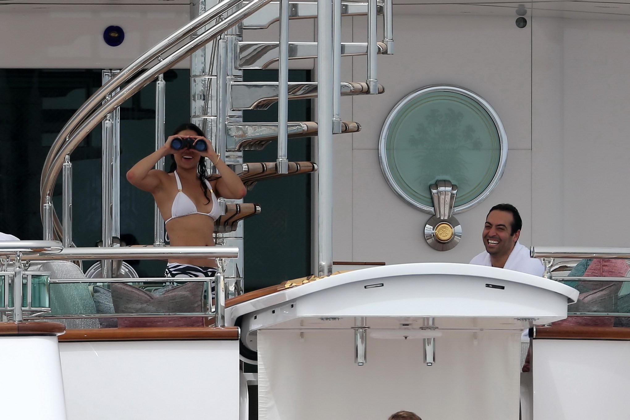 16P Michelle Rodriguez wearing a monochrome bikini in Spain