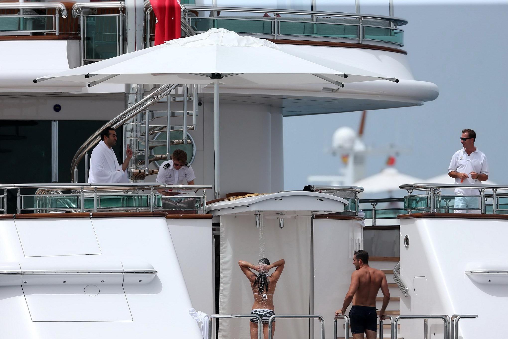 16P Michelle Rodriguez wearing a monochrome bikini in Spain