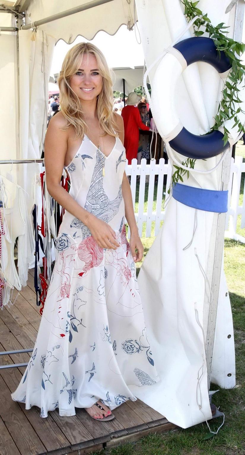16P Kimberley Garner shows sideboob  ass crack in a bareback dress promoting her Swi