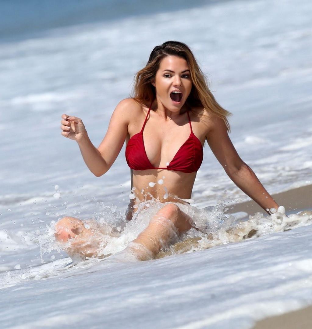 16P Kaili Thorne booty in tiny red bikini on the beach at 138 Water photoshoot in Ma