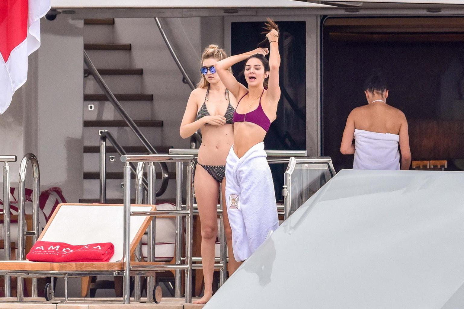 16P Kendall Jenner and Gigi Hadid caught in tiny bikini sets at the yacht in Monte C