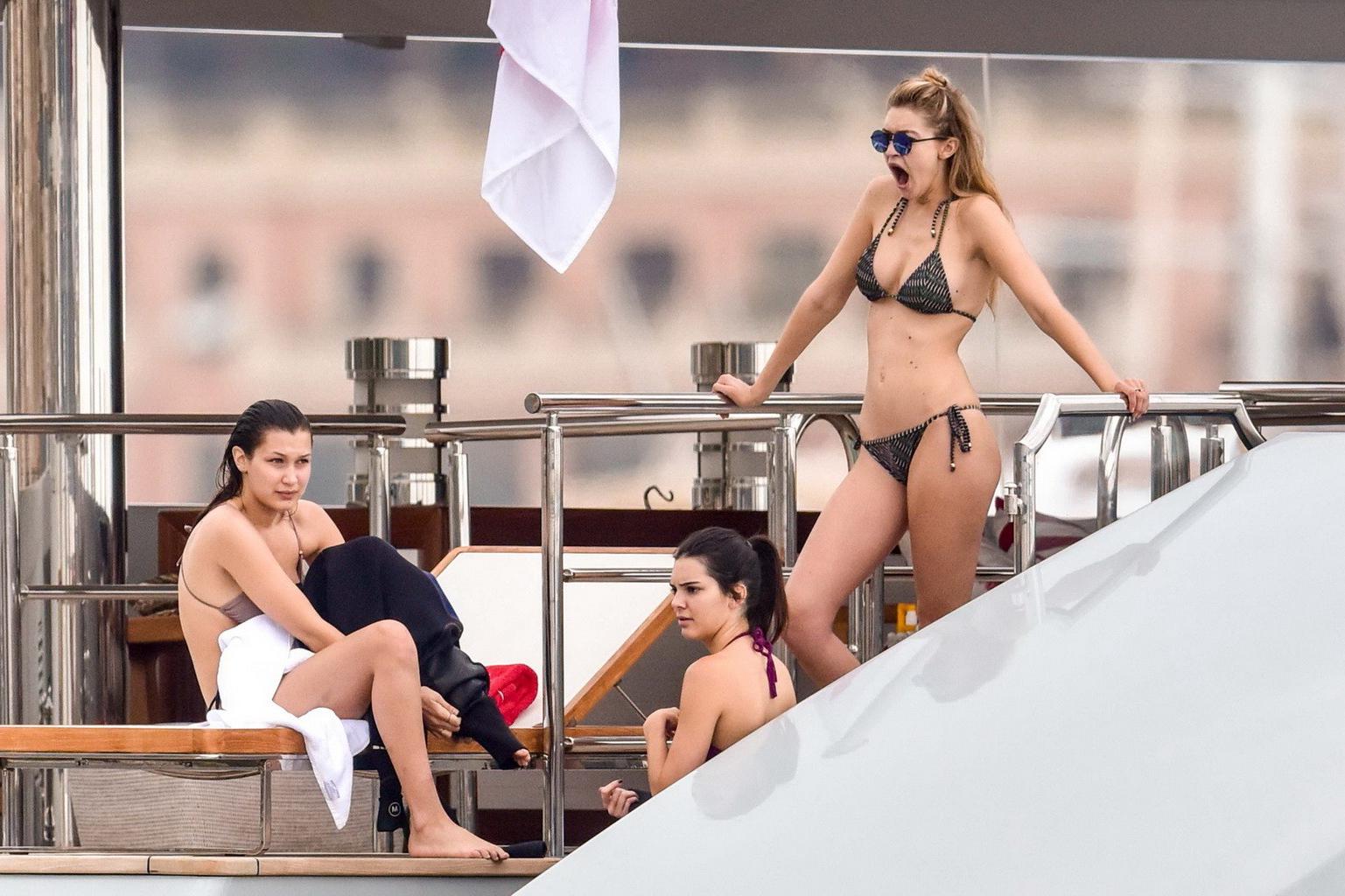 16P Kendall Jenner and Gigi Hadid caught in tiny bikini sets at the yacht in Monte C