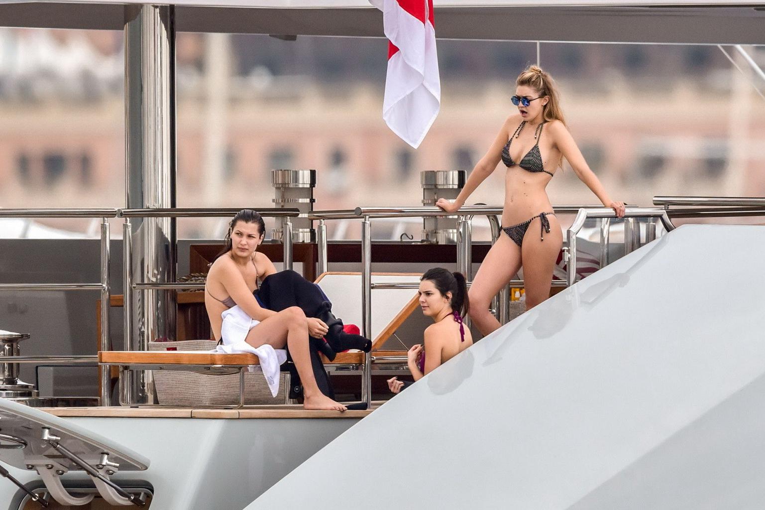16P Kendall Jenner and Gigi Hadid caught in tiny bikini sets at the yacht in Monte C