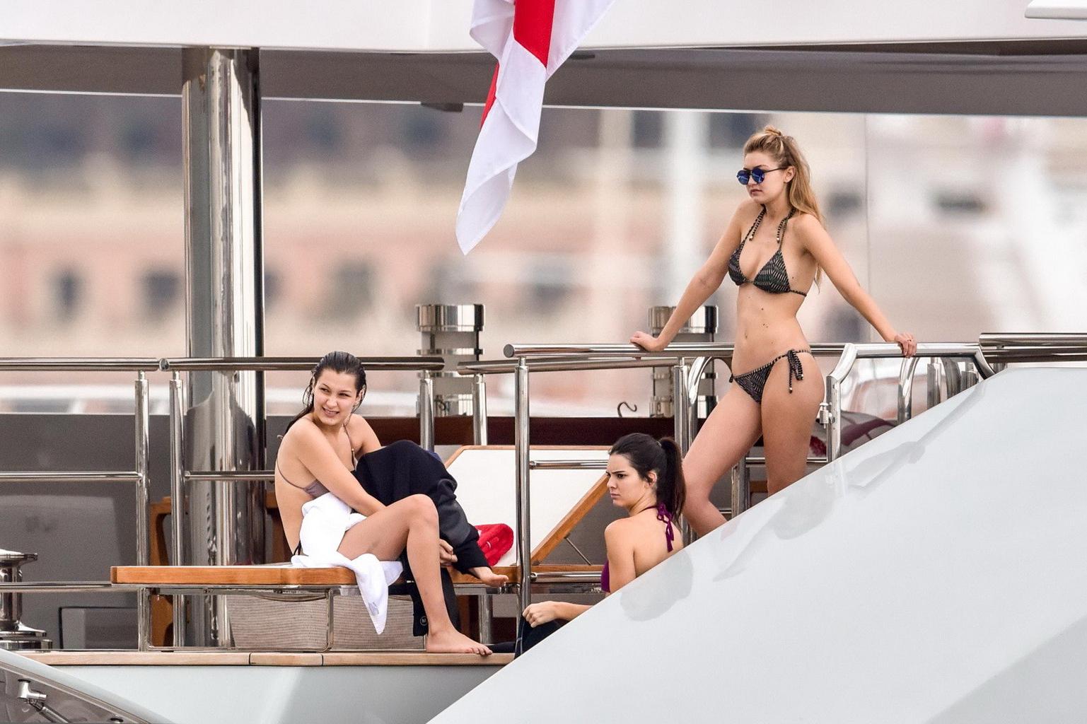 16P Kendall Jenner and Gigi Hadid caught in tiny bikini sets at the yacht in Monte C