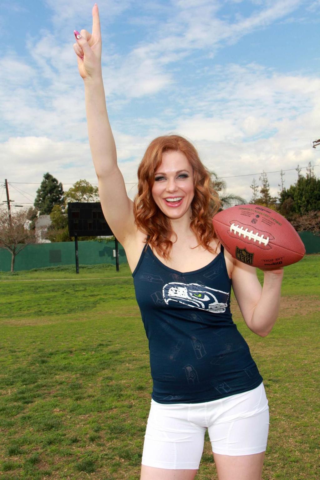 16P Maitland Ward busty wearing sports outfit in the Super Bowl photoshoot