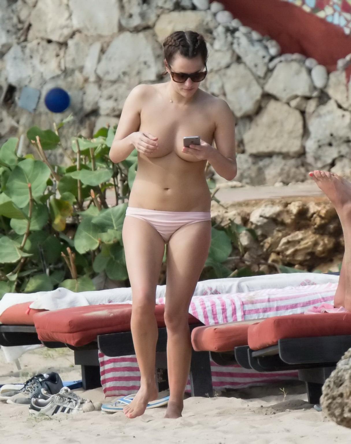 16P Caroline Flack caught topless at the beach in Jamaica