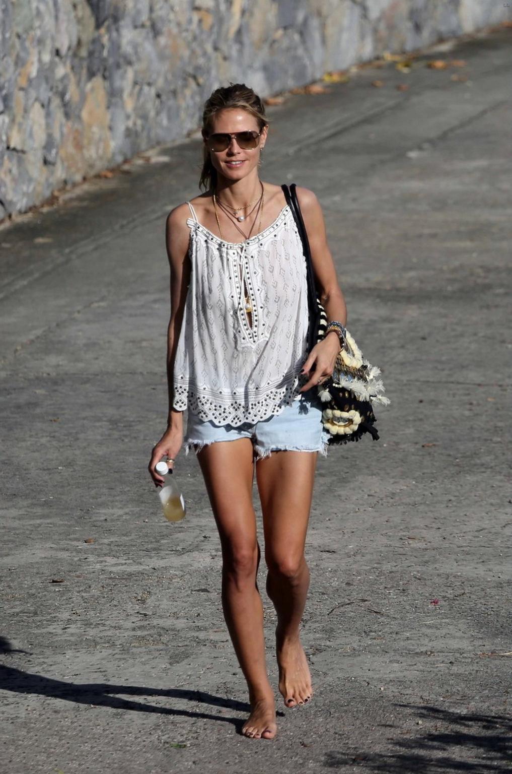 16P Heidi Klum caught topless in a white thong during a vacation in StBarts
