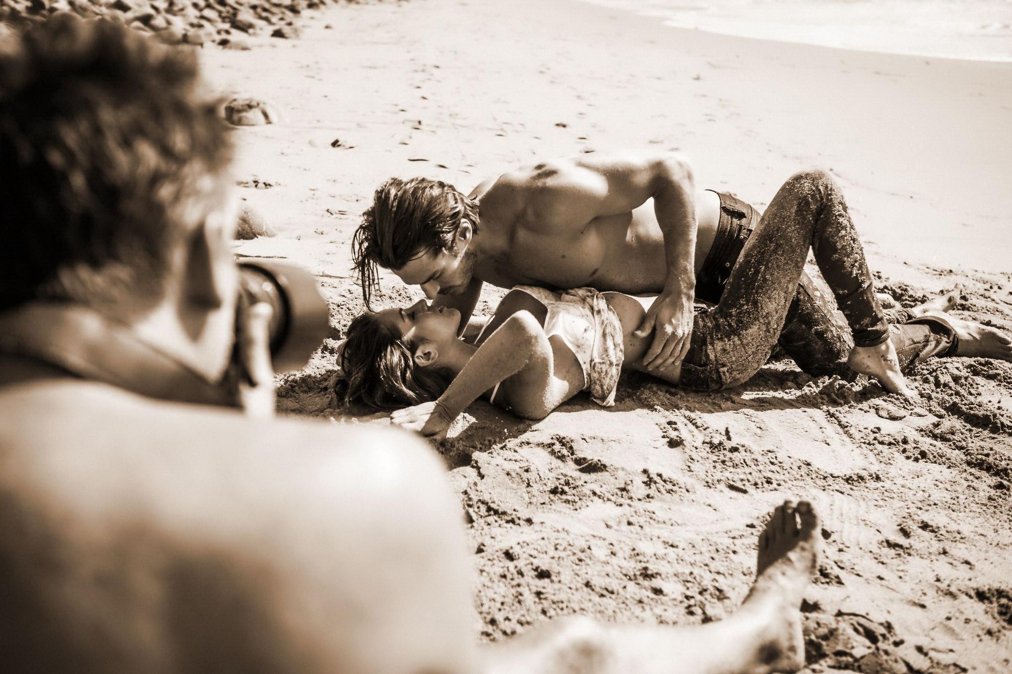 16P Jehane GiGi Paris fully naked petting at the beach photoshoot by Steve Shaw