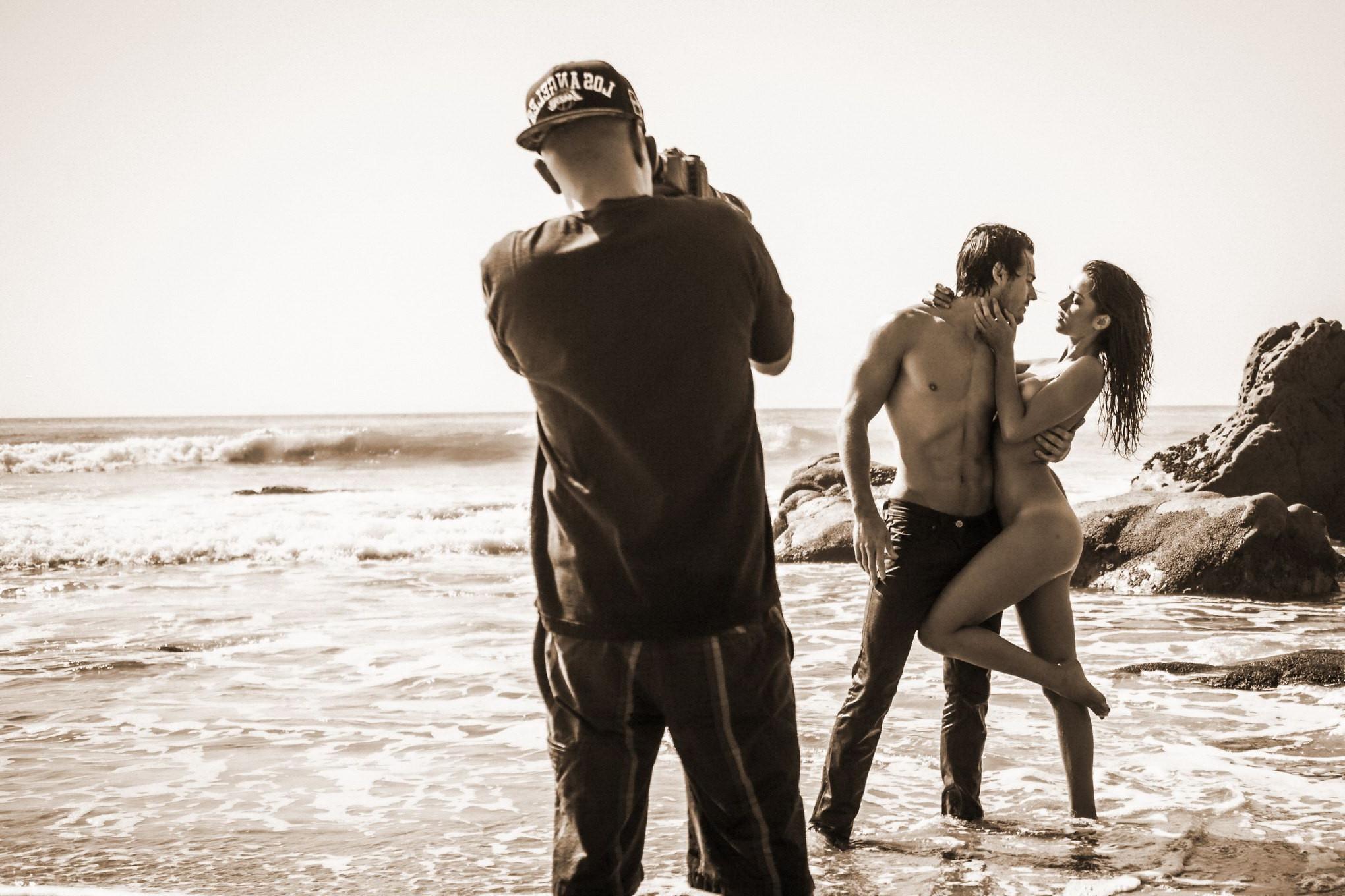 16P Jehane GiGi Paris fully naked petting at the beach photoshoot by Steve Shaw