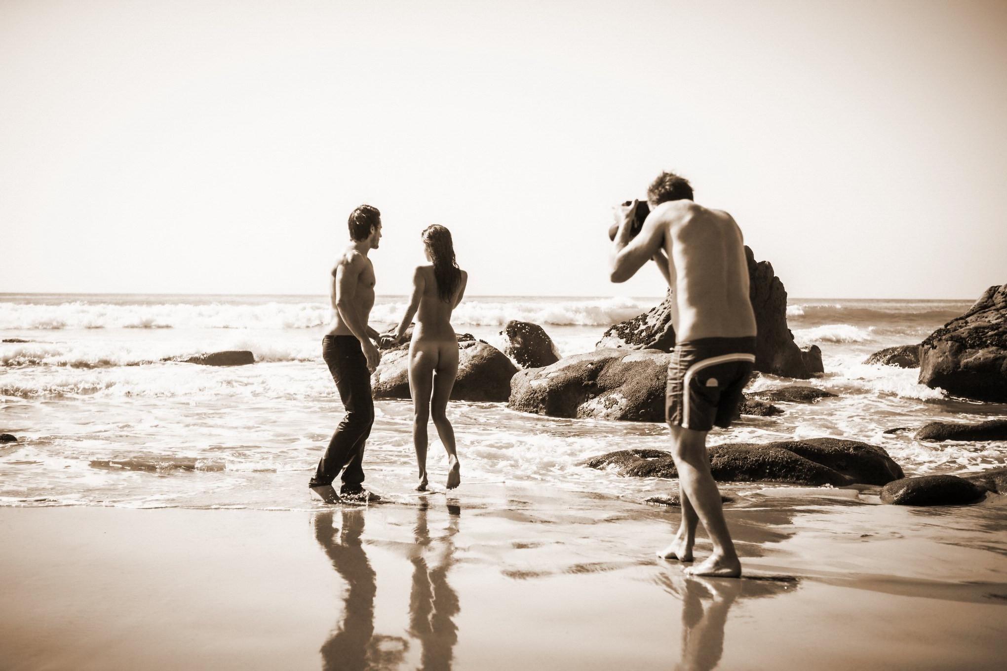 16P Jehane GiGi Paris fully naked petting at the beach photoshoot by Steve Shaw