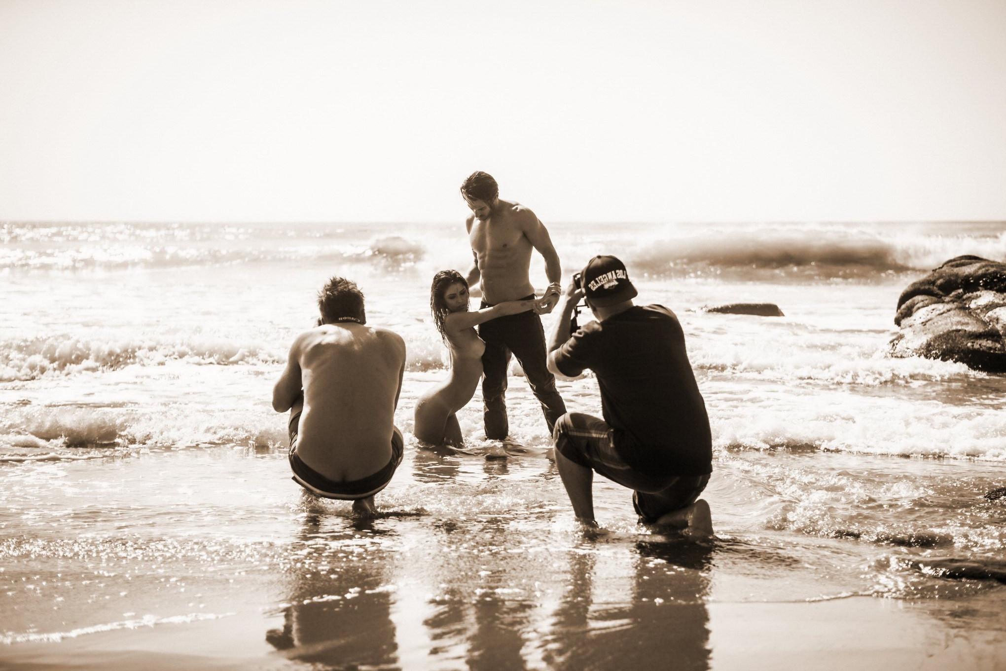 16P Jehane GiGi Paris fully naked petting at the beach photoshoot by Steve Shaw