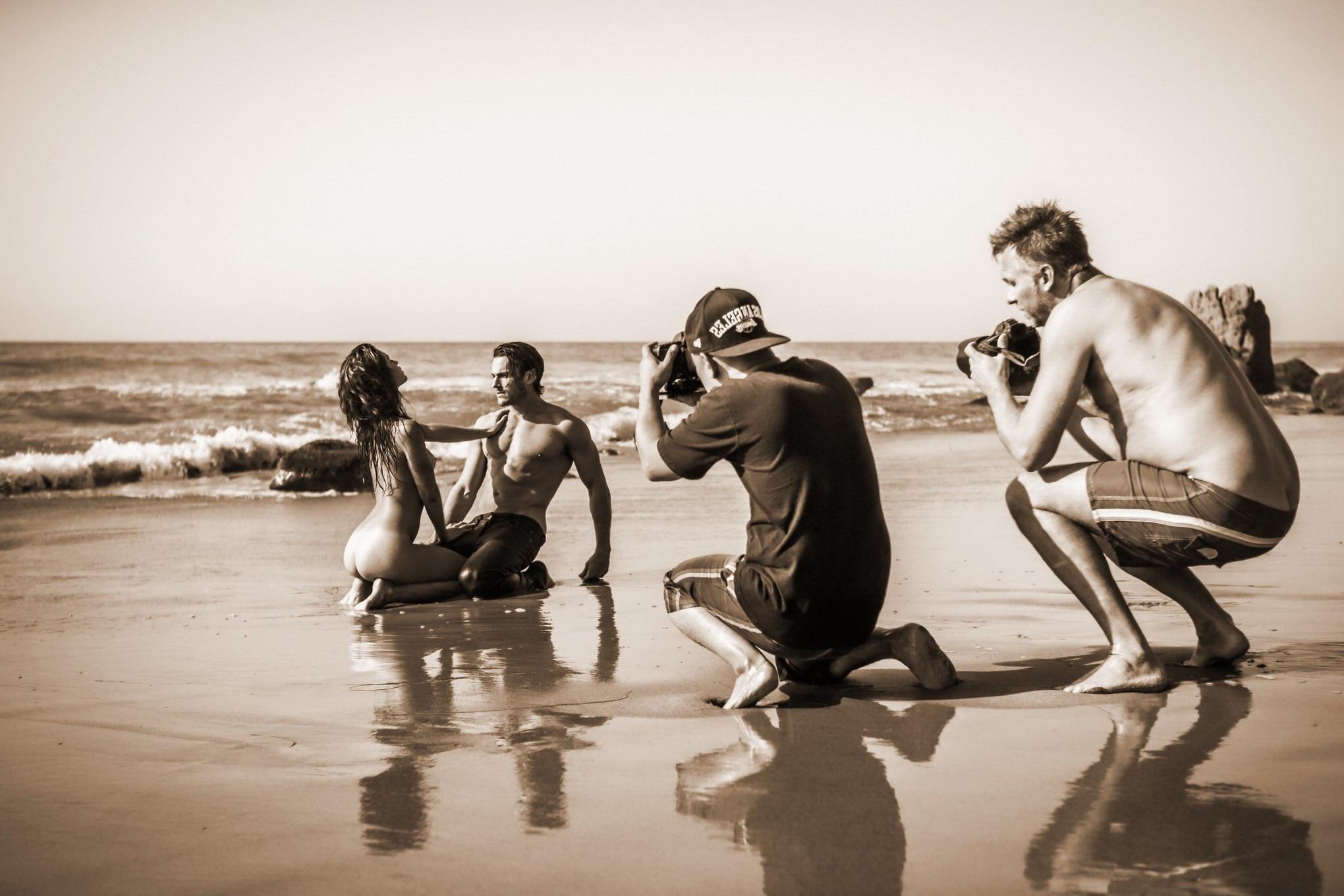 16P Jehane GiGi Paris fully naked petting at the beach photoshoot by Steve Shaw