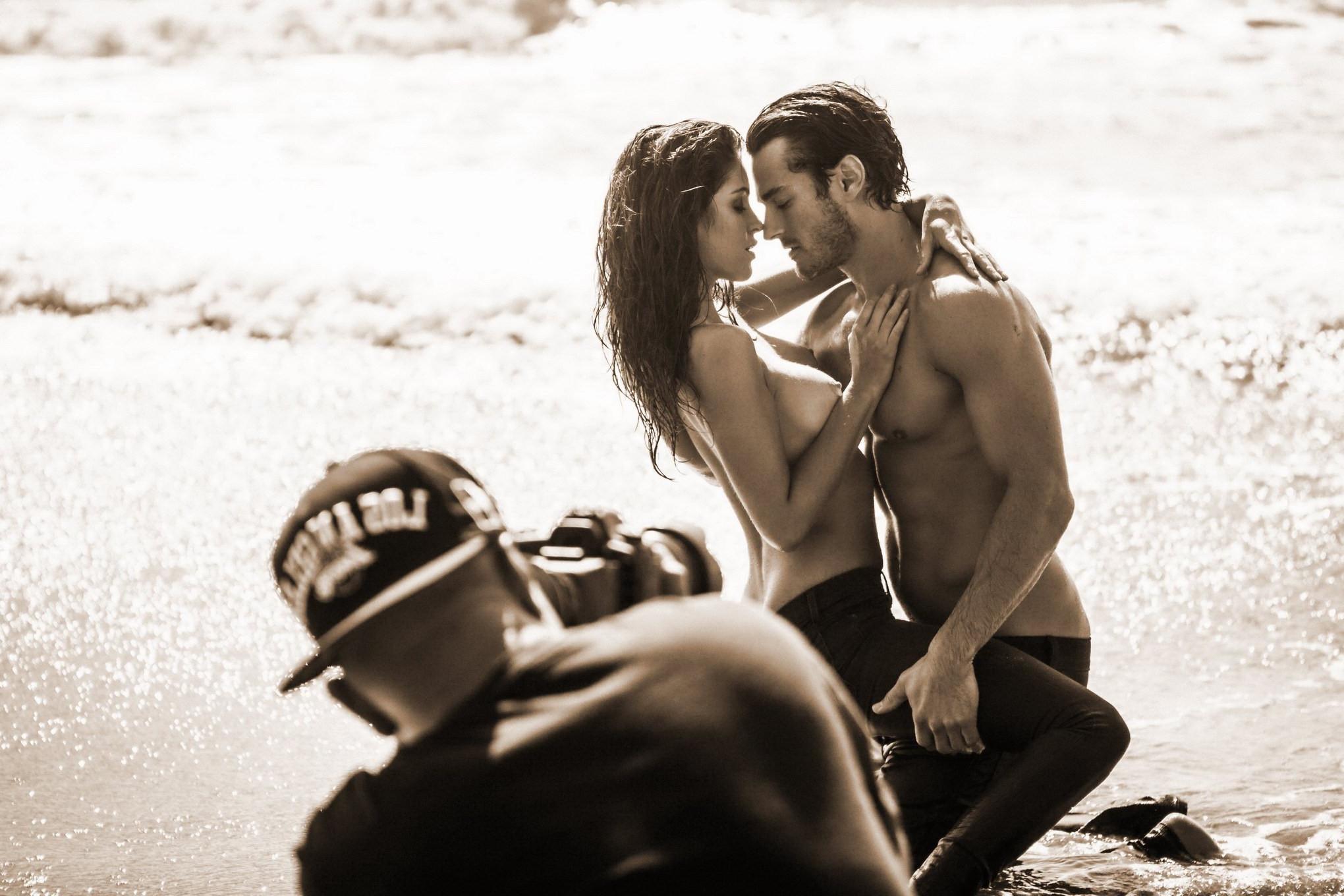 16P Jehane GiGi Paris fully naked petting at the beach photoshoot by Steve Shaw