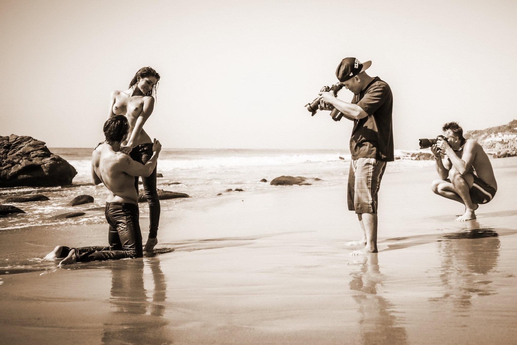 16P Jehane GiGi Paris fully naked petting at the beach photoshoot by Steve Shaw