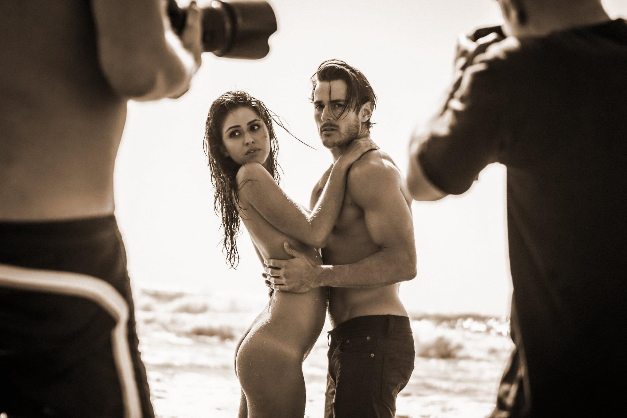 16P Jehane GiGi Paris fully naked petting at the beach photoshoot by Steve Shaw