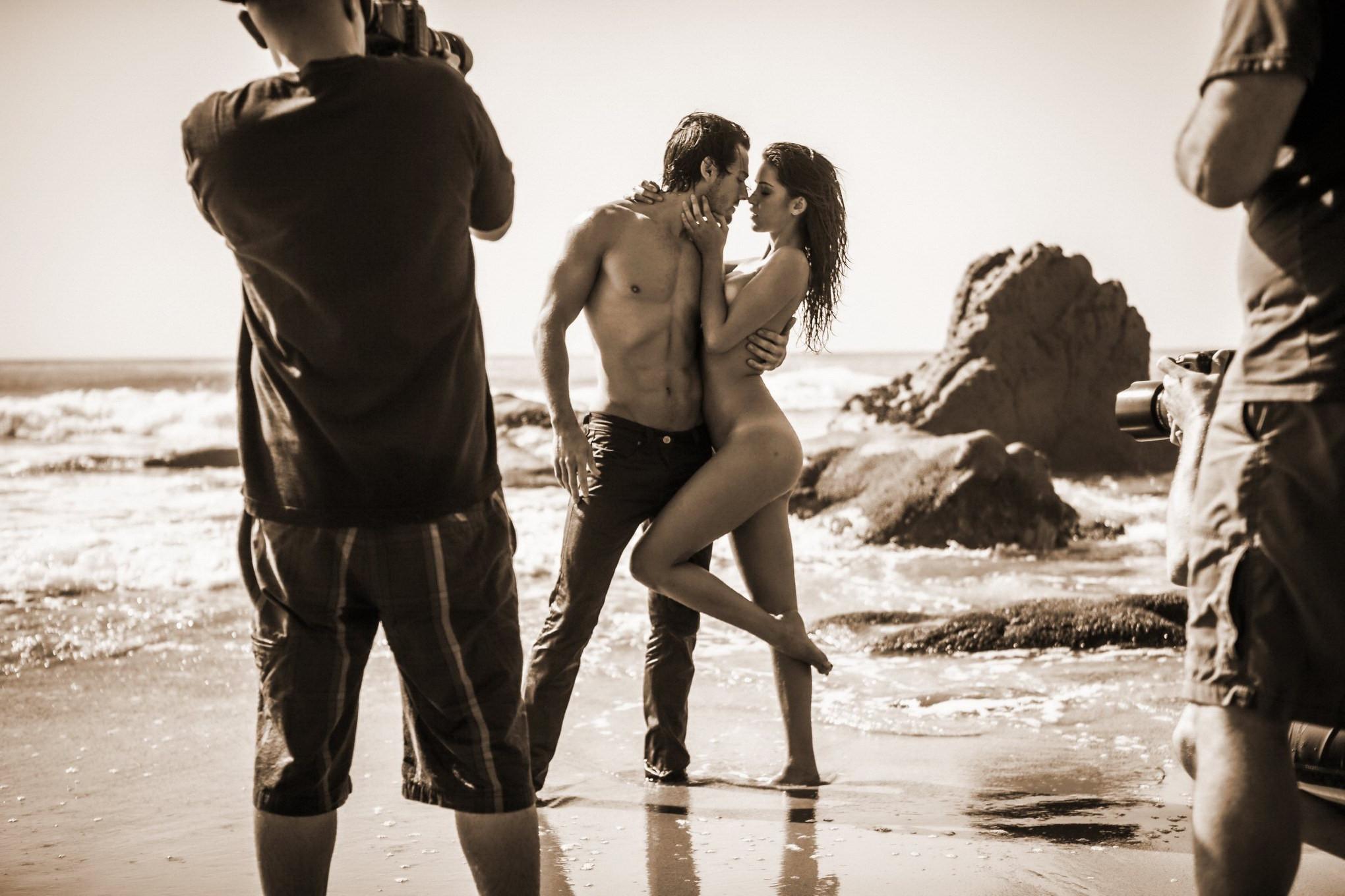16P Jehane GiGi Paris fully naked petting at the beach photoshoot by Steve Shaw