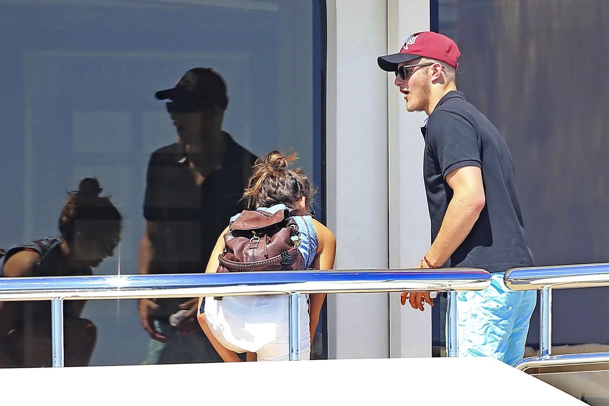 16P Nina Dobrev showing off her bikini body on a yacht in Ibiza