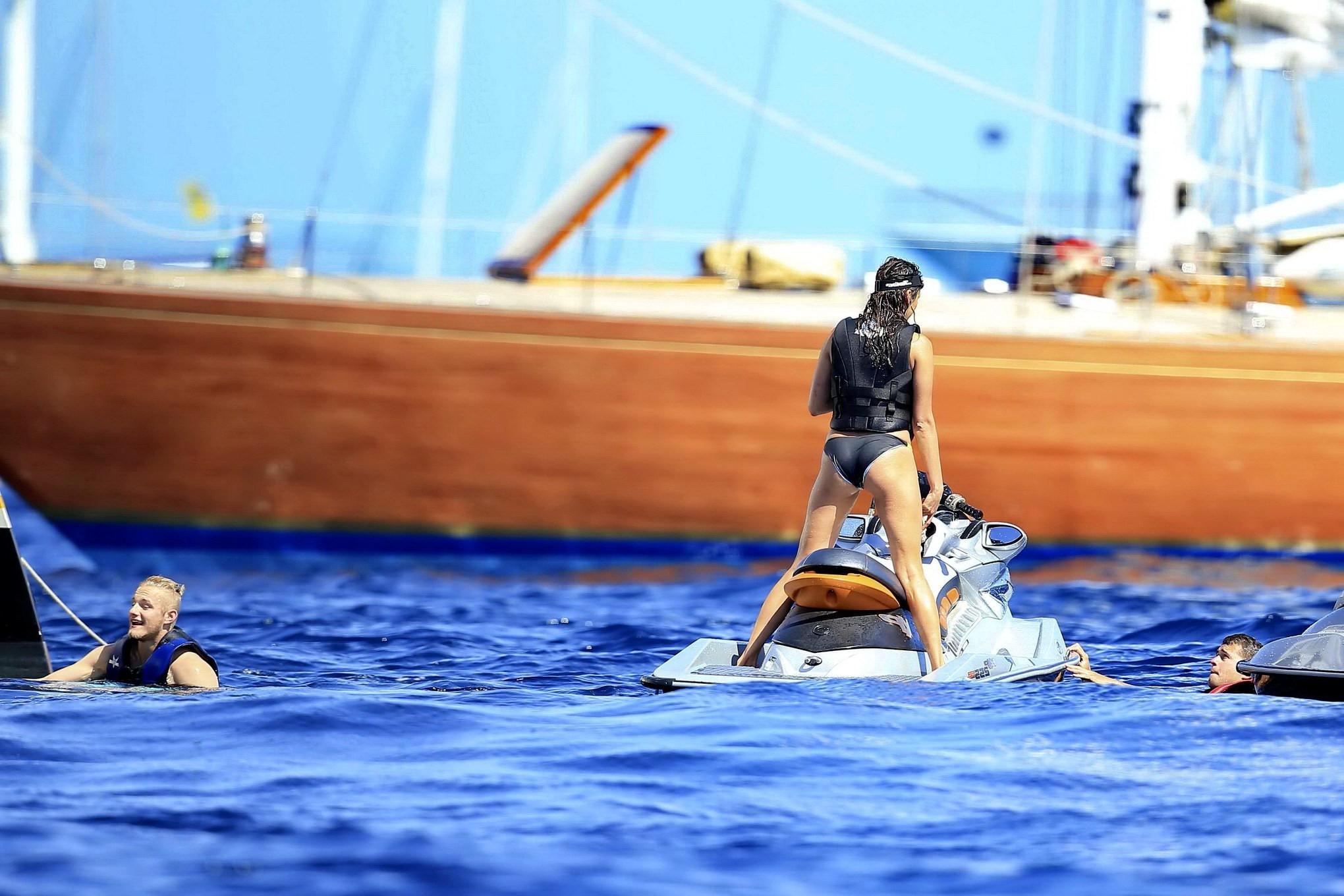 16P Nina Dobrev showing off her bikini body on a yacht in Ibiza
