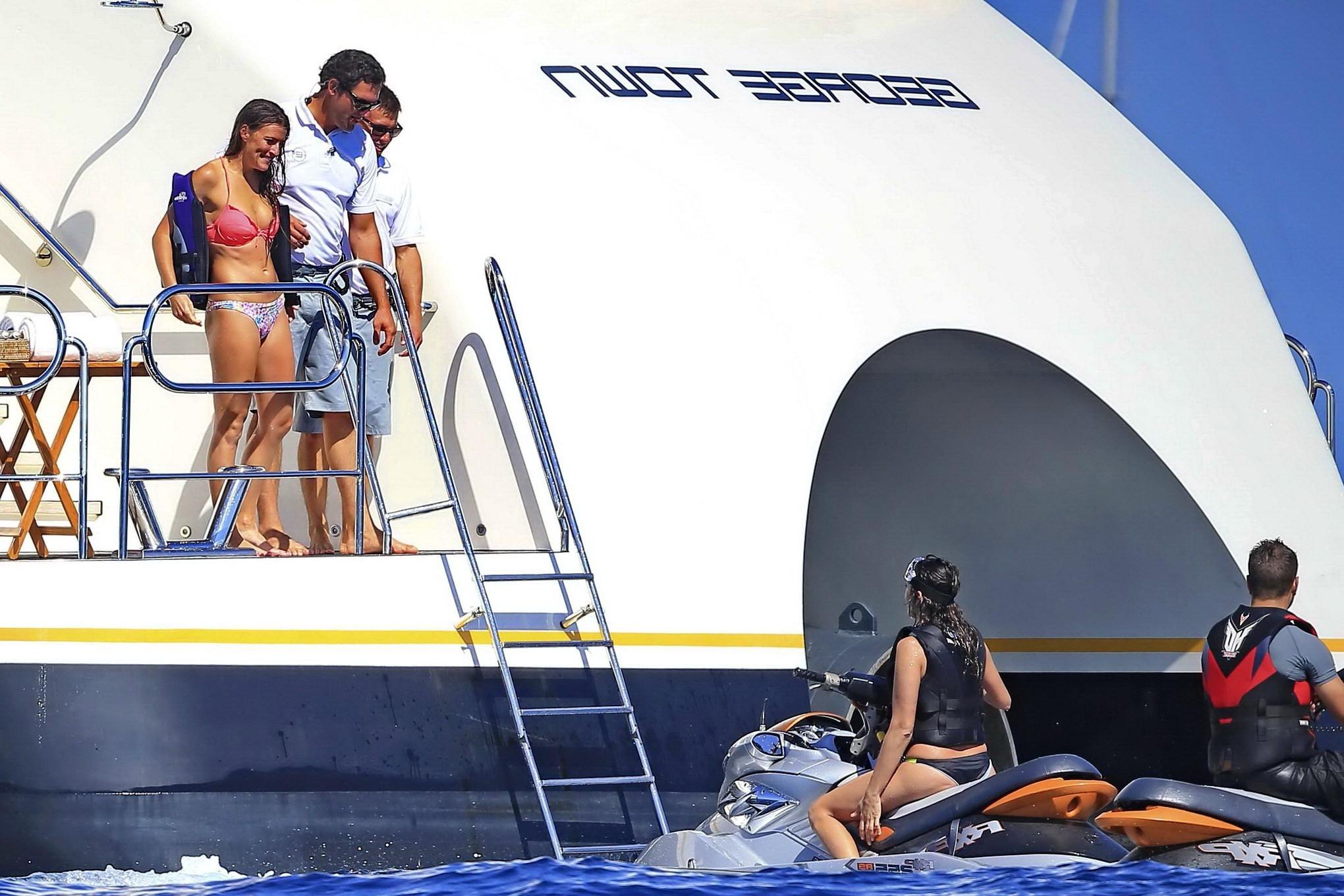 16P Nina Dobrev showing off her bikini body on a yacht in Ibiza