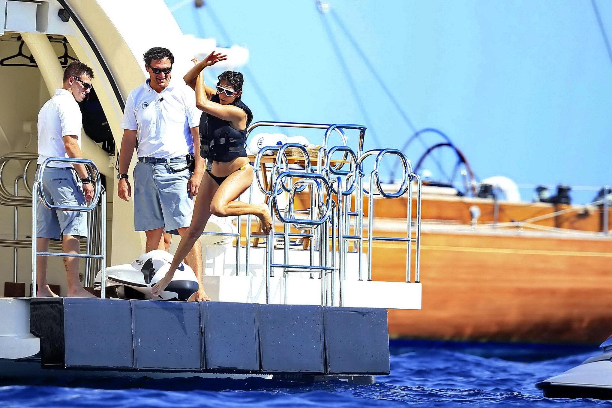 16P Nina Dobrev showing off her bikini body on a yacht in Ibiza