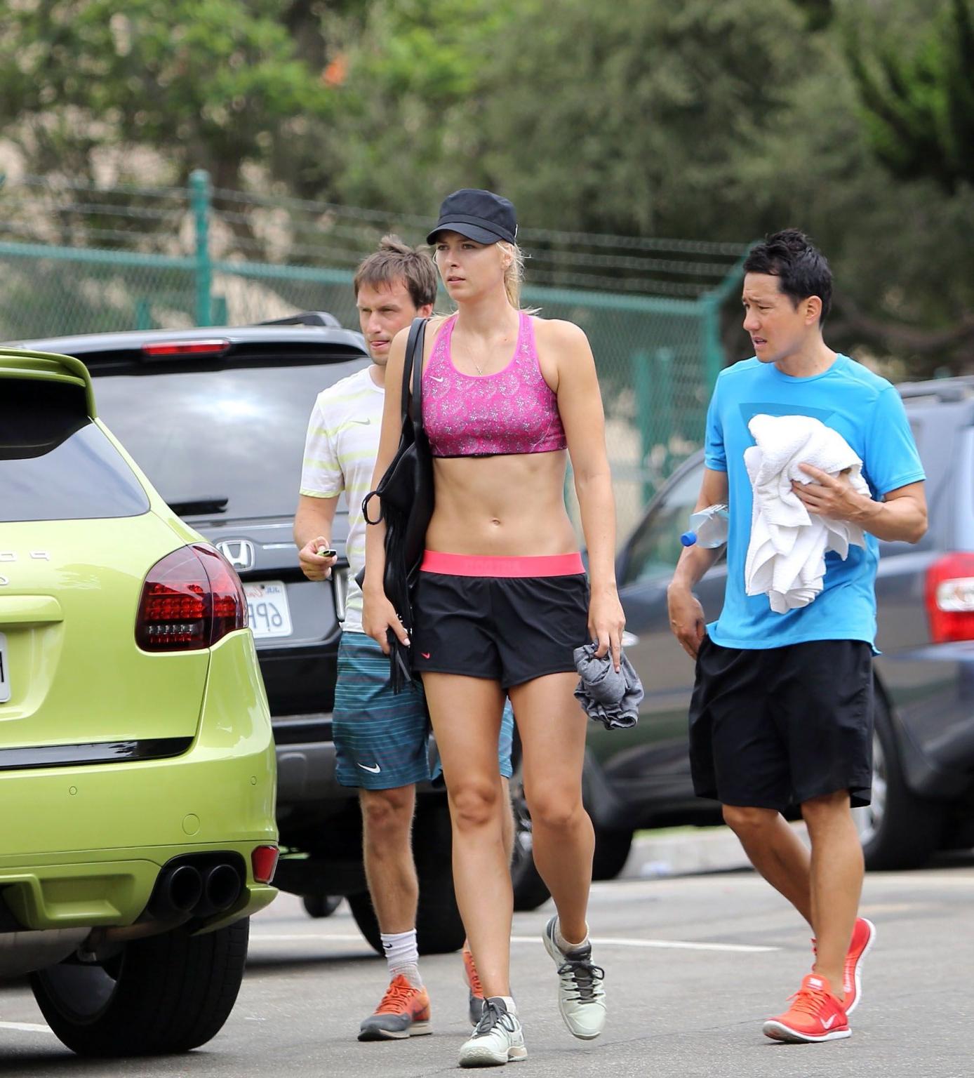 10P Maria Sharapova shows off her abs wearing a sports bra for a hike in California