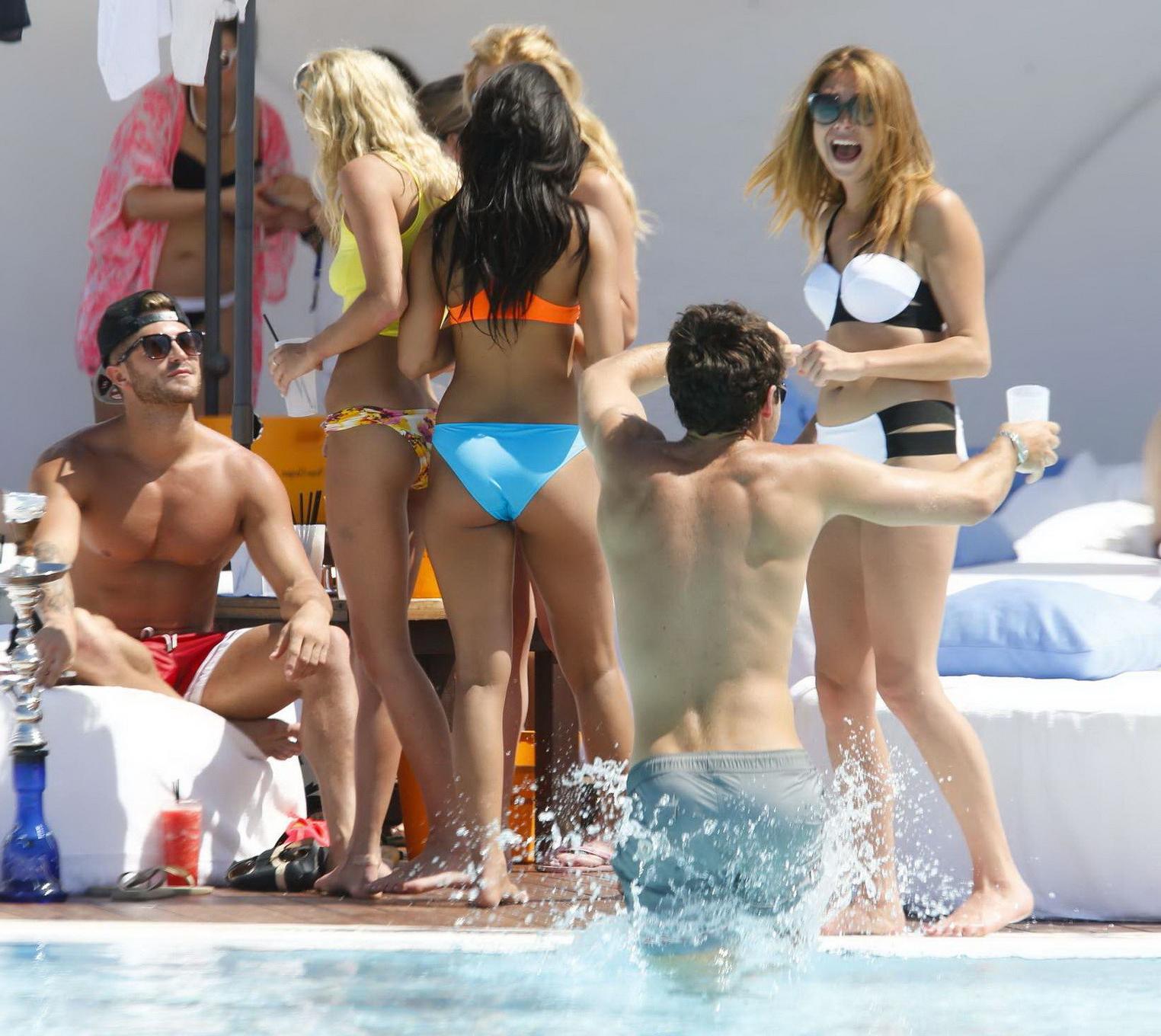 16P Jasmin Walia wearing skimpy twopiece at the beach and pool bikini party in Spain