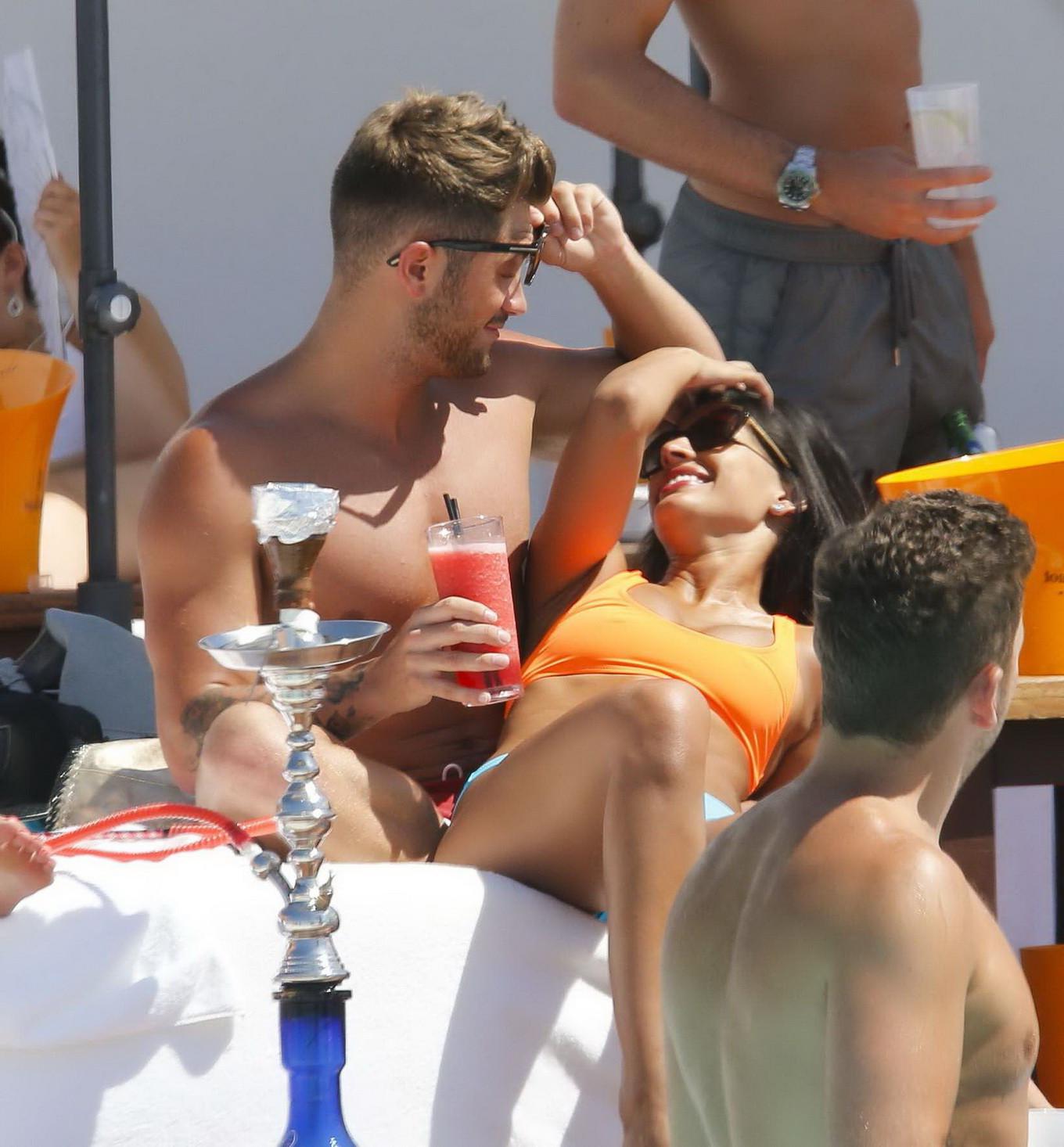 16P Jasmin Walia wearing skimpy twopiece at the beach and pool bikini party in Spain