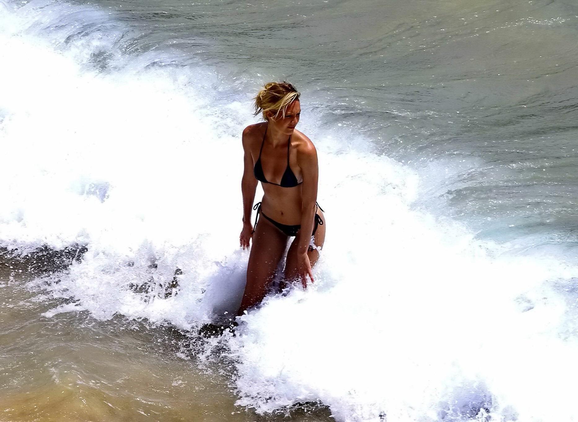 16P Candice Swanepoel nip peek and showing off her ass at the beach photoshoot in Br