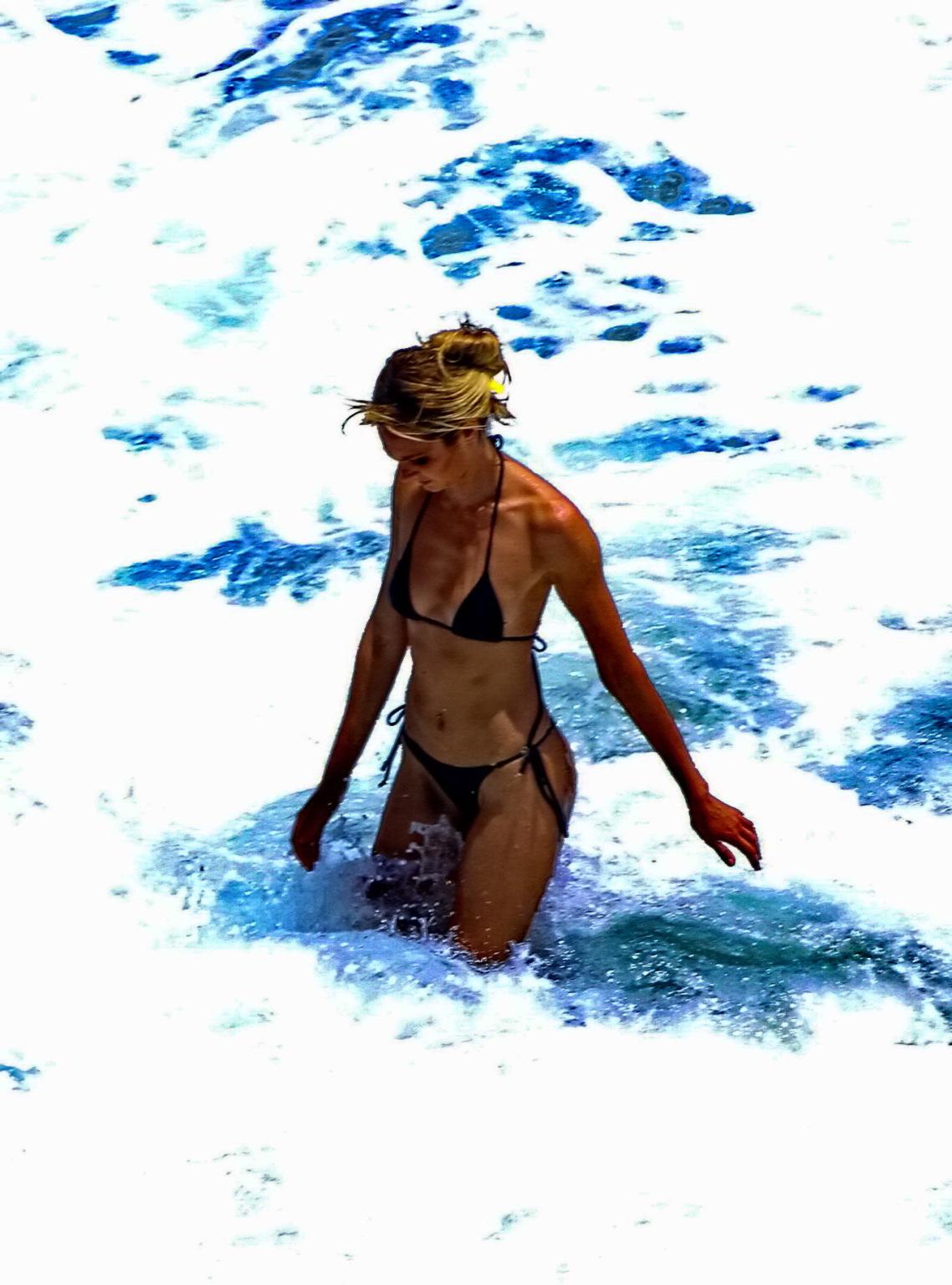 16P Candice Swanepoel nip peek and showing off her ass at the beach photoshoot in Br