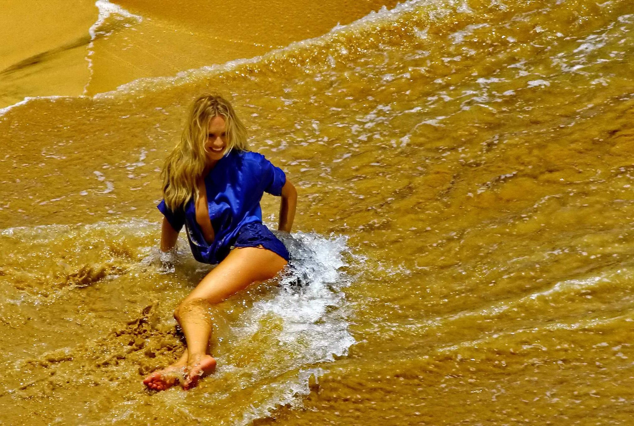 16P Candice Swanepoel nip peek and showing off her ass at the beach photoshoot in Br