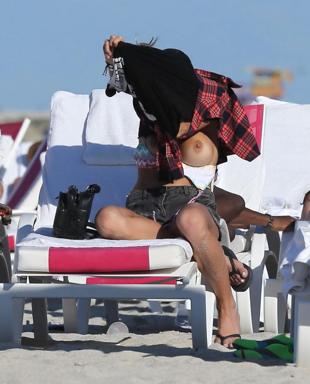 16P Martha Graeff caught topless at the beach in Miami